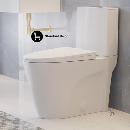 Swiss Madison St. Tropez Two-Piece 12" Rough-in 1.1/1.6 GPF Dual Top Flush Elongated Toilet in Glossy White