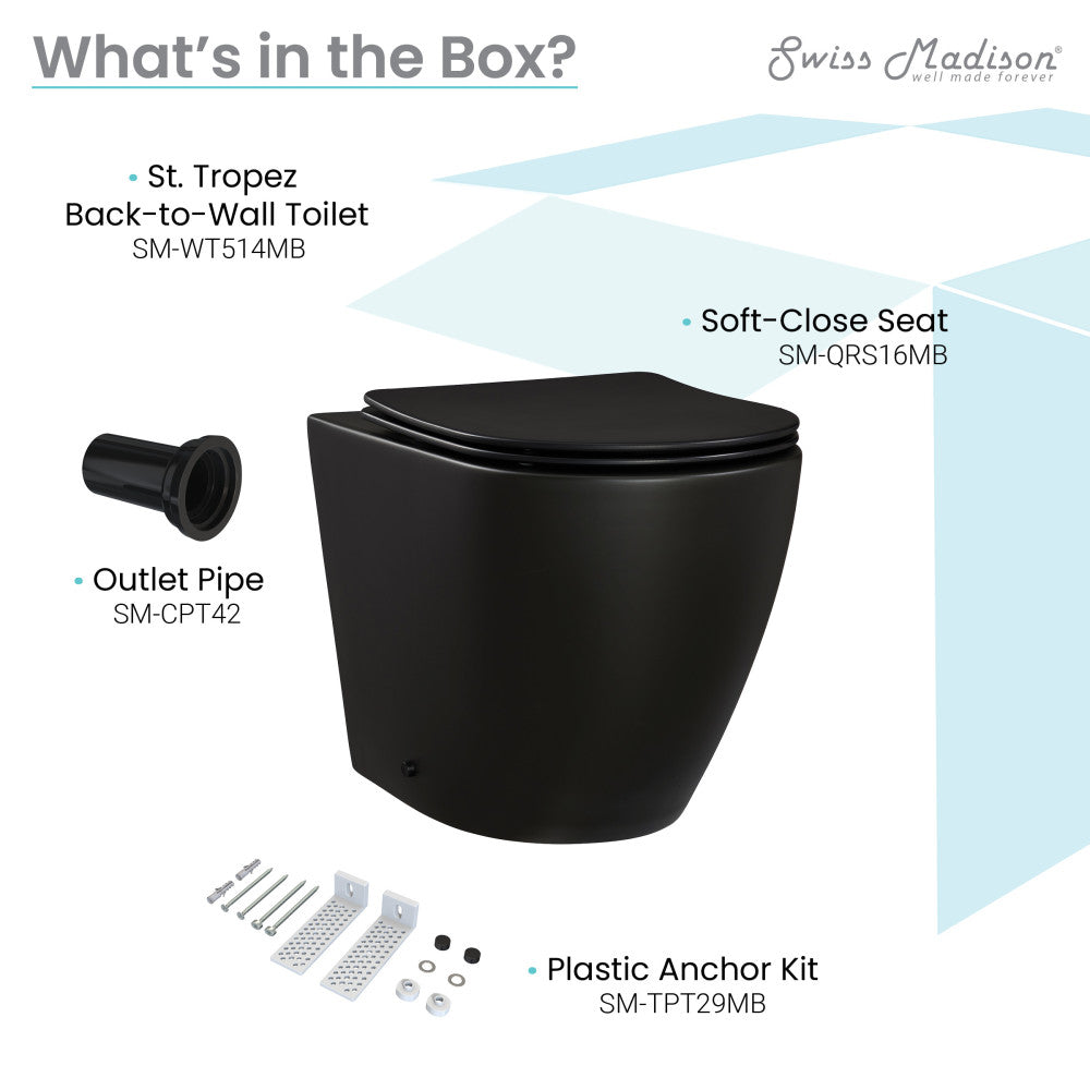 Swiss Madison St. Tropez Back-to-Wall Elongated Toilet Bowl