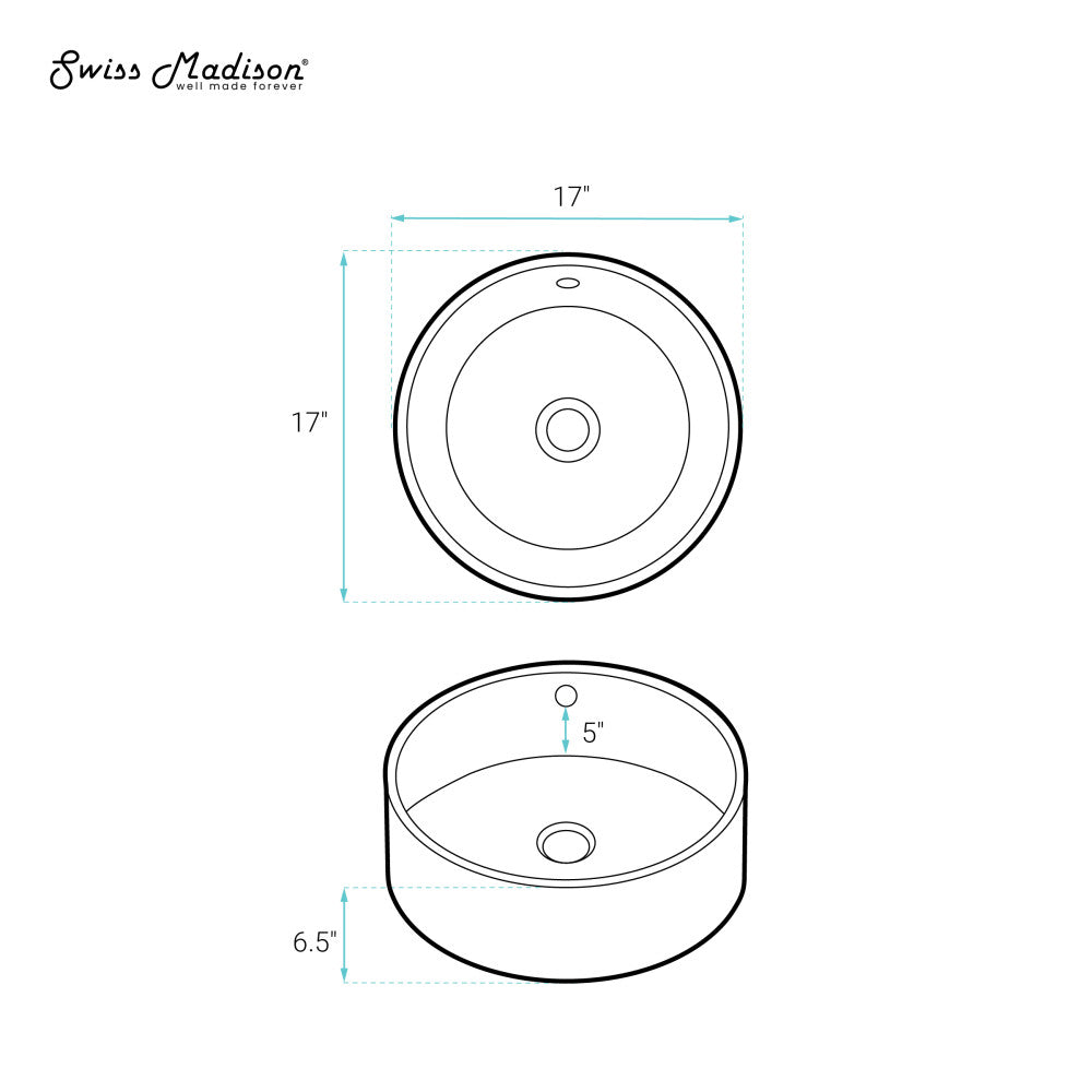 Swiss Madison Monaco 16.5” Round Vessel Sink in Matte White