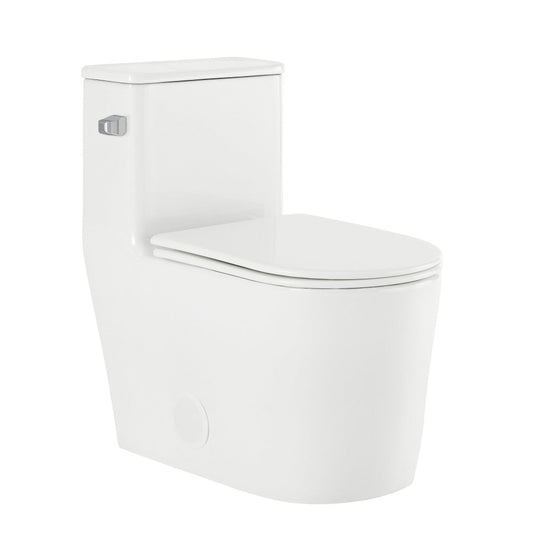 Swiss Madison Liberte One-Piece 12" Rough-in 1.28 GPF Left-Hand Flush Elongated ADA Toilet in Glossy White