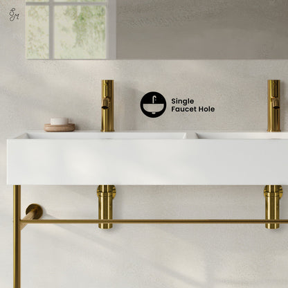 Swiss Madison Claire 48" Double Basin Console Sink with Glossy Gold Legs