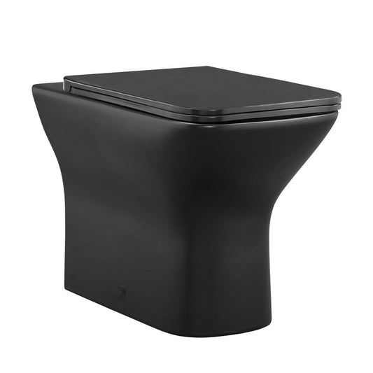 Swiss Madison Carre Back-to-Wall Elongated Toilet Bowl in Matte Black