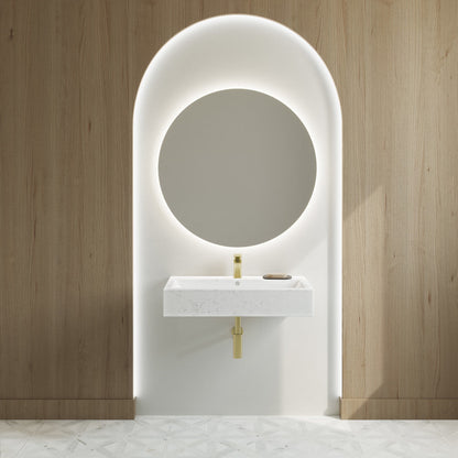 Swiss Madison Voltaire Wide Rectangle Wall Hung Sink in Static Marble