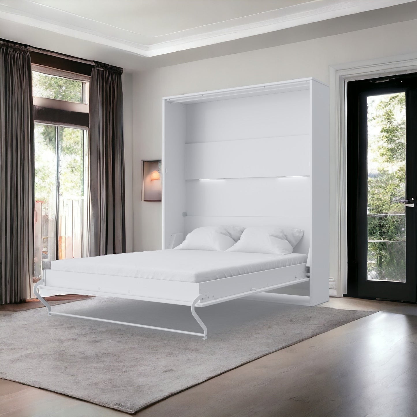 Maxima House White matt Vertical European Queen Murphy Bed INVENTO