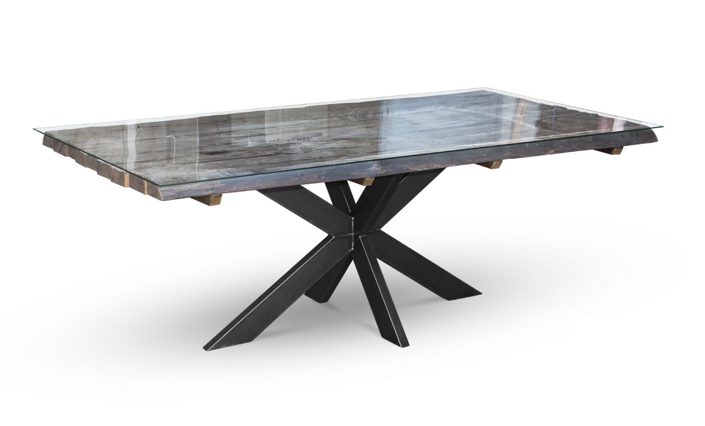 Maxima House REDDE-Glass Solid Wood Dining Table