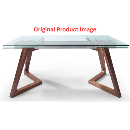 Tabselect Extendable Glass Dining Table With Wooden Legs – Professionally Repaired Open-Box
