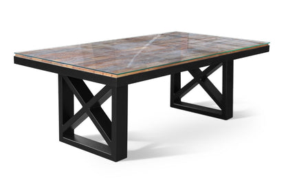 Maxima House KANTO-T Glass top Solid Wood Dining Table