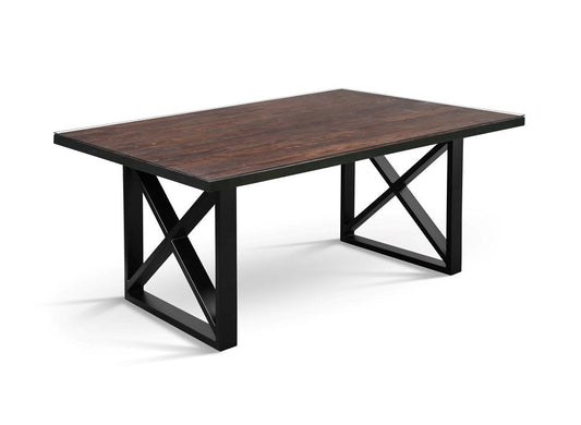 Maxima House KANTO Glass top Solid Wood Dining Table