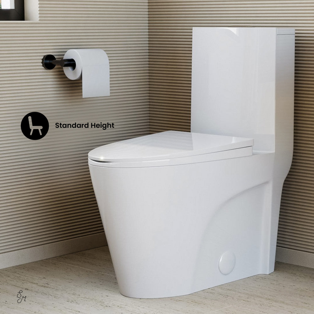 Swiss Madison St. Tropez One-Piece 14" Rough-in 1.1/1.6 GPF Dual Top Flush Elongated Toilet in Glossy White