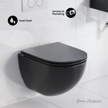 Swiss Madison St. Tropez Wall-Hung Toilet Bowl Only in Matte Black