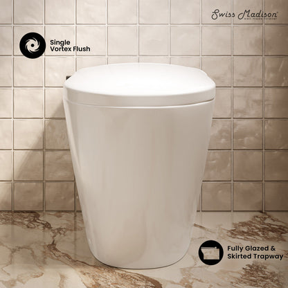 Swiss Madison Hugo H Power Flush Tankless Toilet 12" Rough-in 1.1 GPF Non-Electric ADA Toilet with Integrated Tank and Manual Bidet in Glossy White