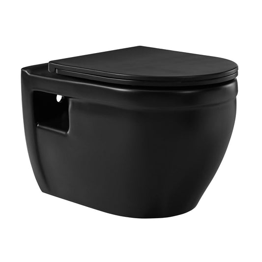 Swiss Madison Ivy Wall-Hung Elongated Toilet Bowl in Matte Black
