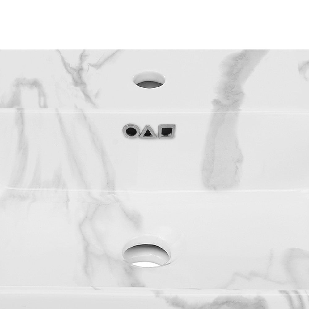 Swiss Madison St. Tropez 24" Right Side Faucet Wall-Mount Bathroom Sink in White Marble