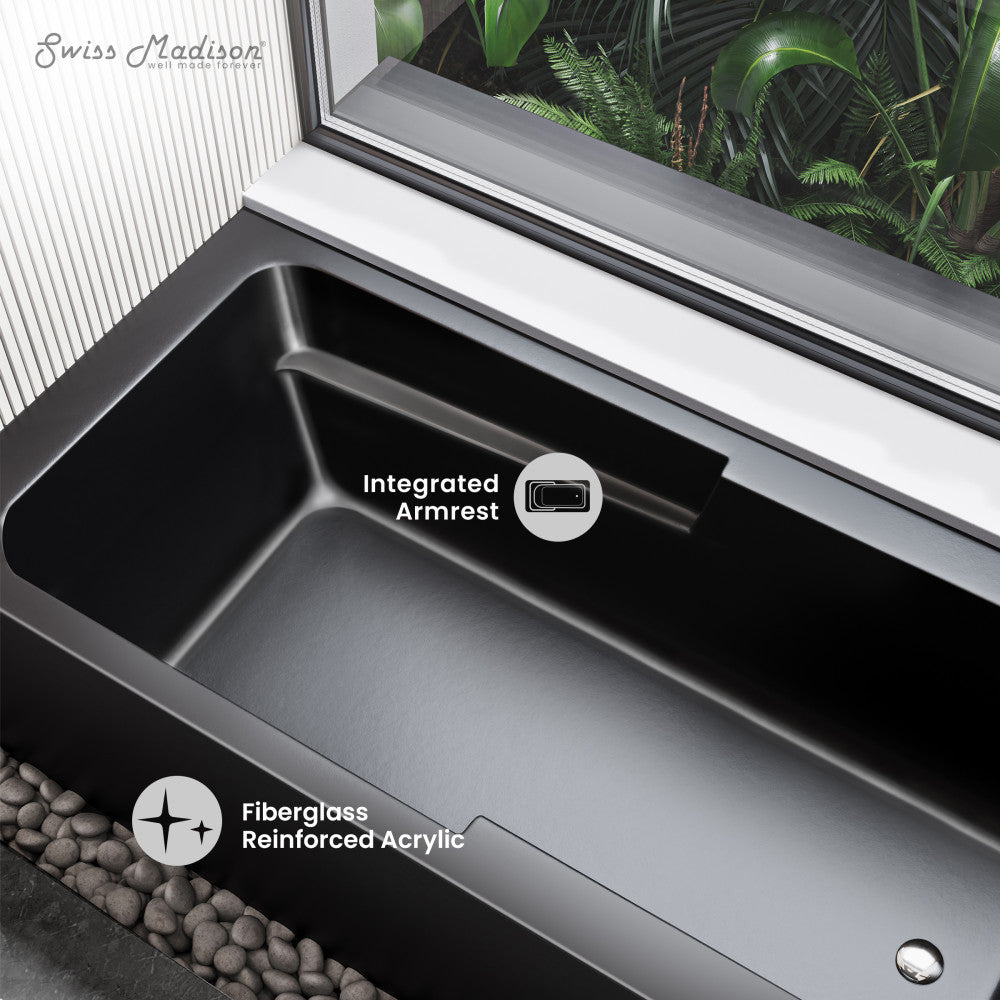 Swiss Madison Voltaire 60" x 30" Right-Hand Drain Alcove Bathtub with Apron in Matte Black