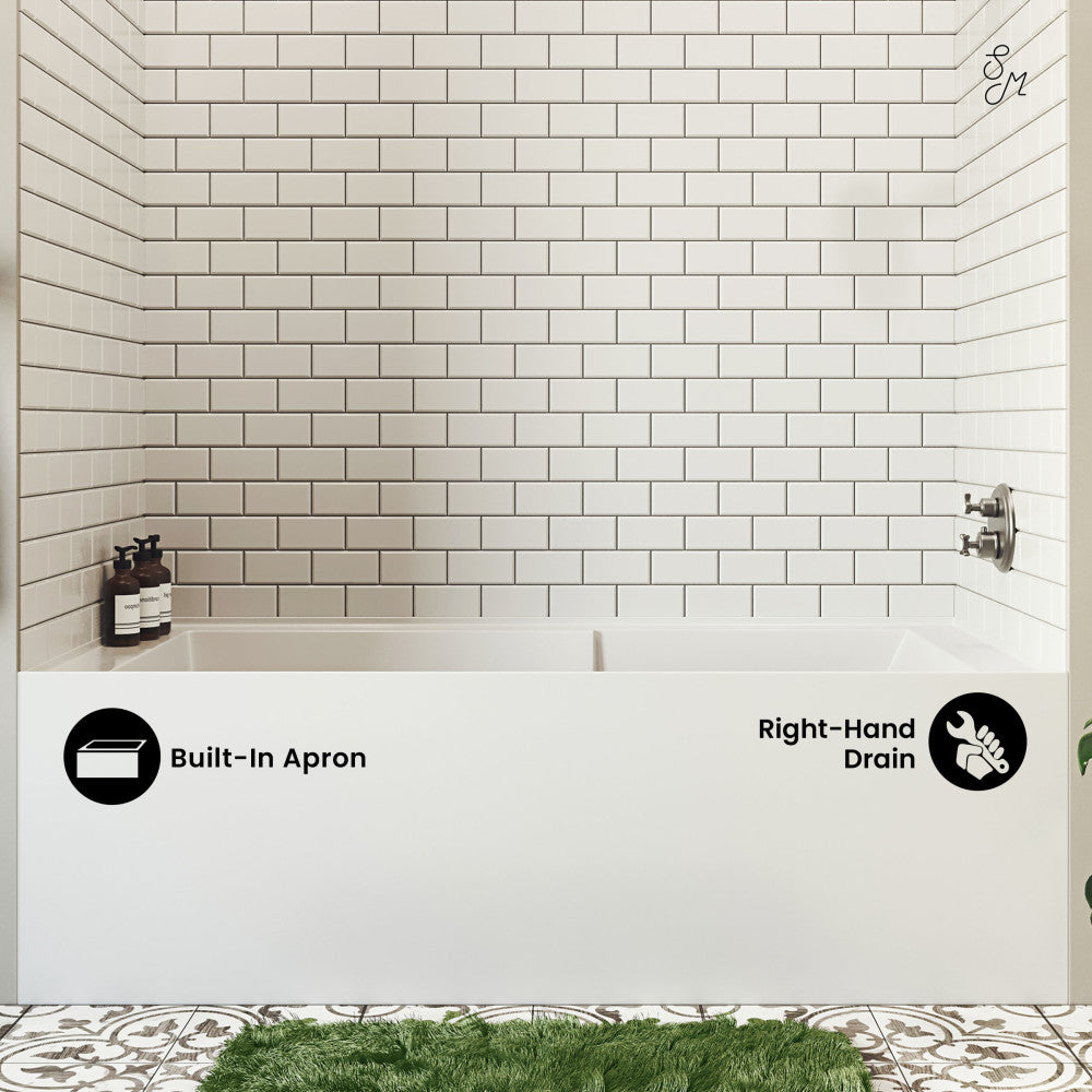Swiss Madison Voltaire 72" x 36" Right-Hand Drain Alcove Bathtub with Apron and Armrest