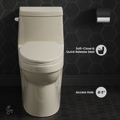 Swiss Madison Virage One Piece Elongated Left Side Flush Handle Toilet 1.28 gpf in Bisque