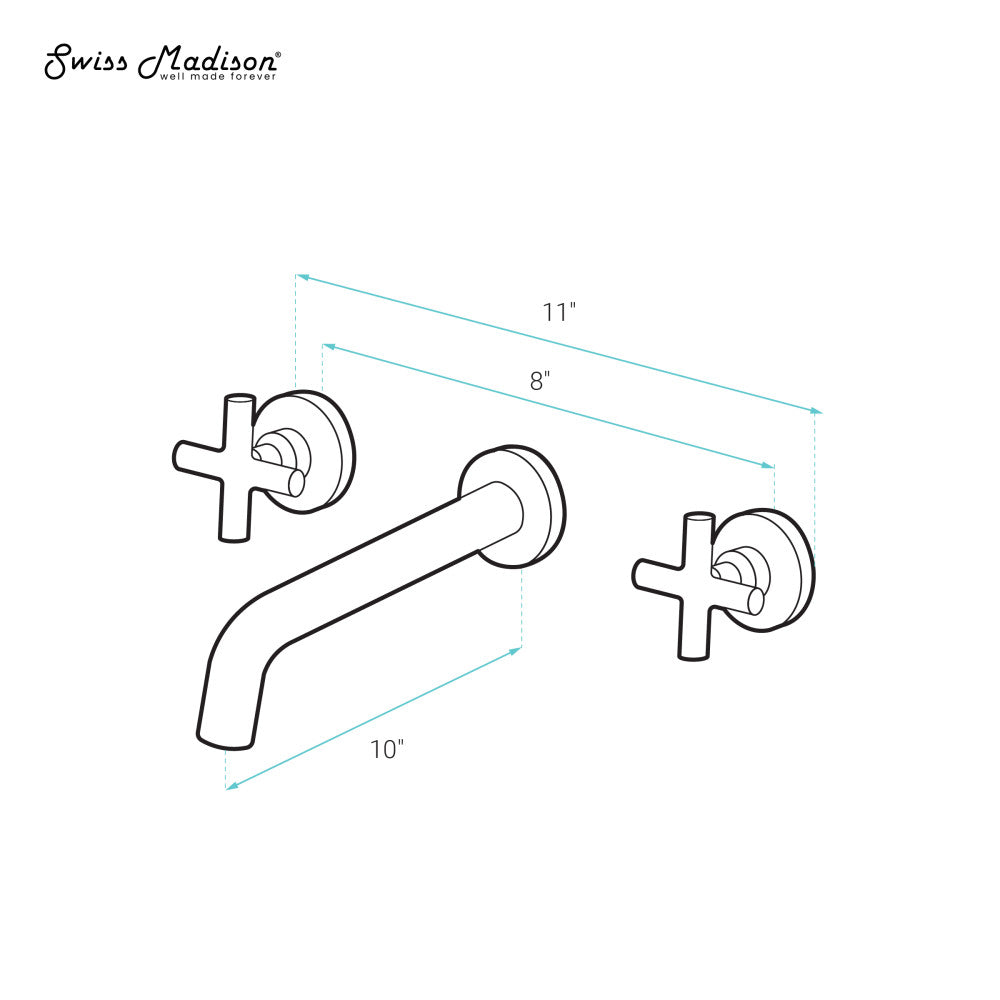 Swiss Madison Ivy 8 in. Widespread Double Cross-Handle Wall Mount Bathroom Faucet in Polished Chrome