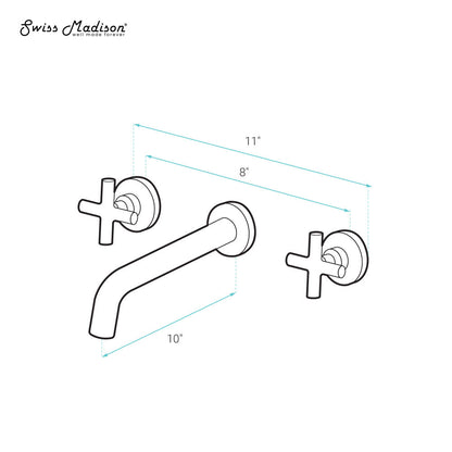 Swiss Madison Ivy 8 in. Widespread Double Cross-Handle Wall Mount Bathroom Faucet in Polished Chrome