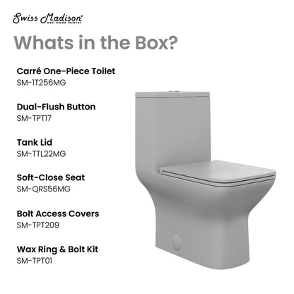 Swiss Madison Carre One-Piece Square Toilet Dual-Flush in Matte Grey1.1/1.6 gpf