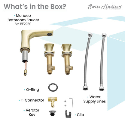 Swiss Madison Monaco 8 in. Widespread, 2-Handle, Bathroom Faucet in Brushed Gold