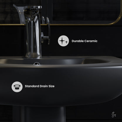 Swiss Madison Chateau Two-Piece Round Pedestal Sink in Matte Black
