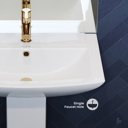 Swiss Madison Sublime Two-Piece Glossy White Ceramic Rectangular Pedestal Sink