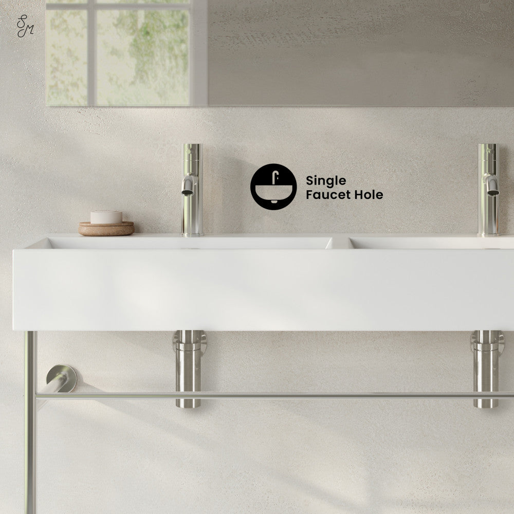 Swiss Madison Claire 48" Double Basin Console Sink with Polished Chrome Legs