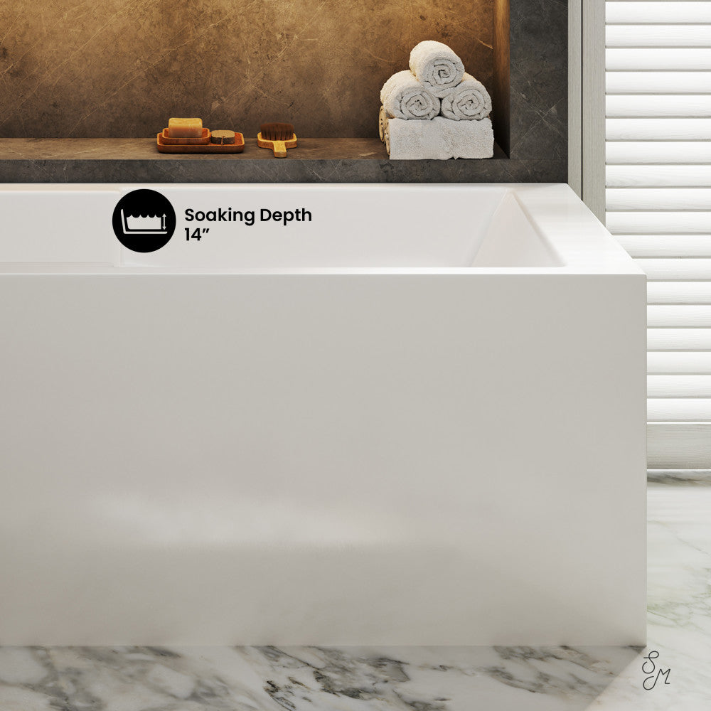 Swiss Madison Claire 60" x 32" Left-Hand Drain Drain Alcove Tub with Corner Apron