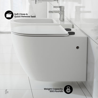 Swiss Madison St. Tropez Wall hung Toilet Bowl, Black Hardware