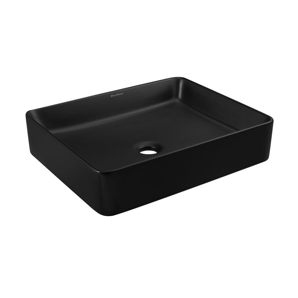 Swiss Madison Concorde Rectangle Ceramic Vessel Sink, Matte Black