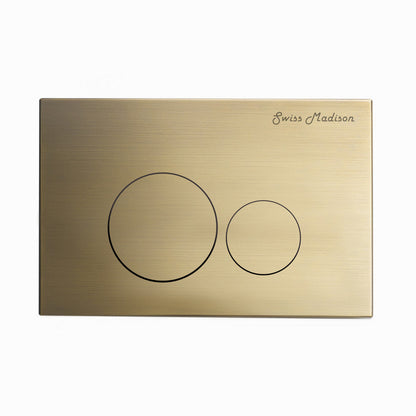 Swiss Madison St. Tropez Back-to-Wall Toilet Bundle 0.8/1.6 GPF Dual Flush in Glossy White with Brass Flush Plate