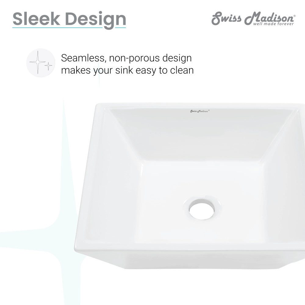 Swiss Madison St. Tropez Square Ceramic Vessel Sink