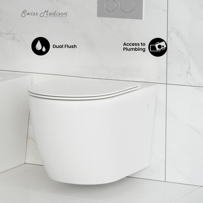 Swiss Madison St. Tropez Wall hung Toilet Bowl, Black Hardware