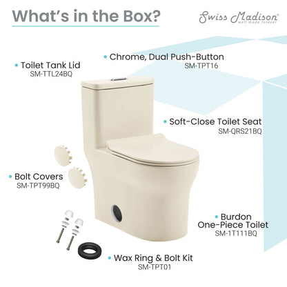 Swiss Madison Burdon One Piece Elongated Toilet Dual Flush 1.1/1.6 gpf in Bisque