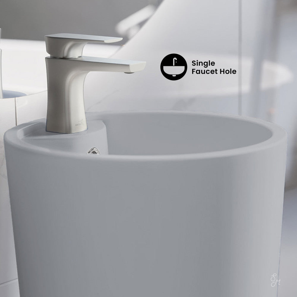 Swiss Madison Monaco Circular Basin Pedestal Sink Matte Grey