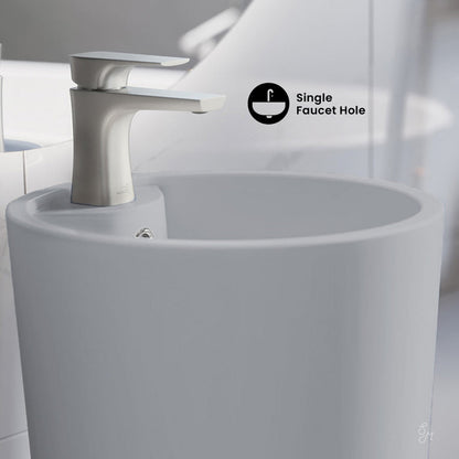 Swiss Madison Monaco Circular Basin Pedestal Sink Matte Grey