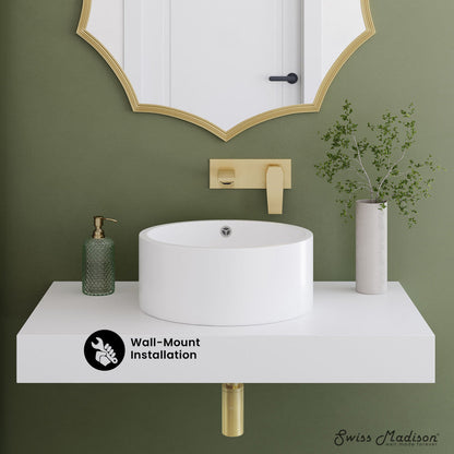 Swiss Madison Monaco 36" Floating Bathroom Shelf with Vessel Sink in Glossy White
