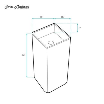 Swiss Madison Claire One-Piece Pedestal Sink