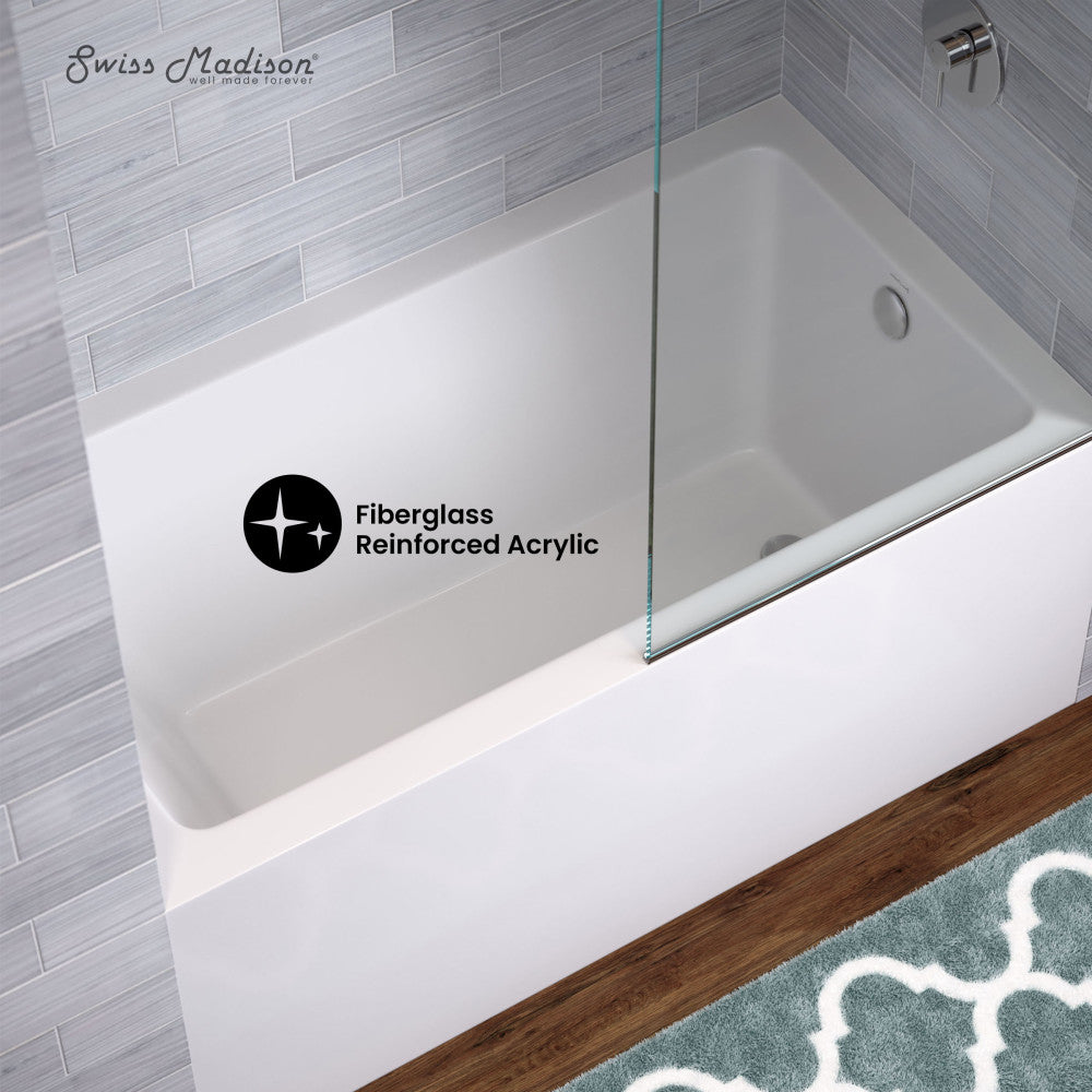 Swiss Madison Voltaire 54 x 30 Skirted Right Drain Soaking Alcove Bathtub in Glossy White