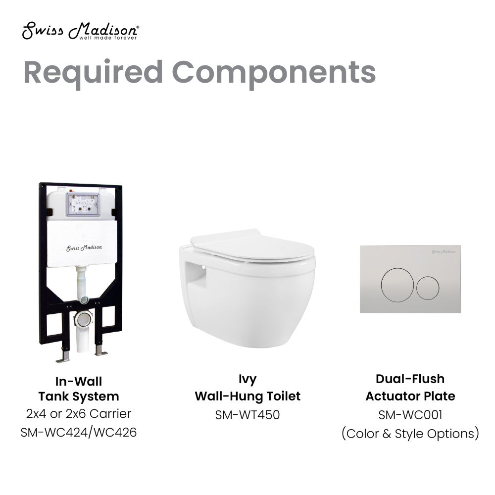 Swiss Madison Ivy Wall-Hung Elongated Toilet Bowl