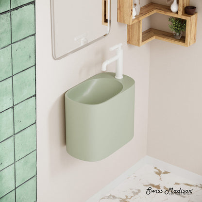 Swiss Madison Terre 18" Right Side Faucet Wall-Mount Bathroom Sink in Palm Green