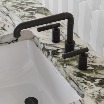 Swiss Madison Avallon 8 in. Widespread, Sleek Handle, Bathroom Faucet in Matte Black