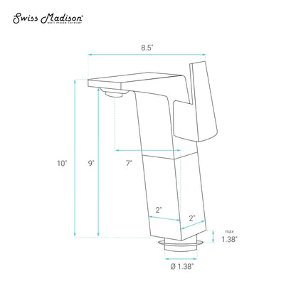 Swiss Madison Carre Single Hole, Single-Handle, High Arc Bathroom Faucet in Brushed Gold