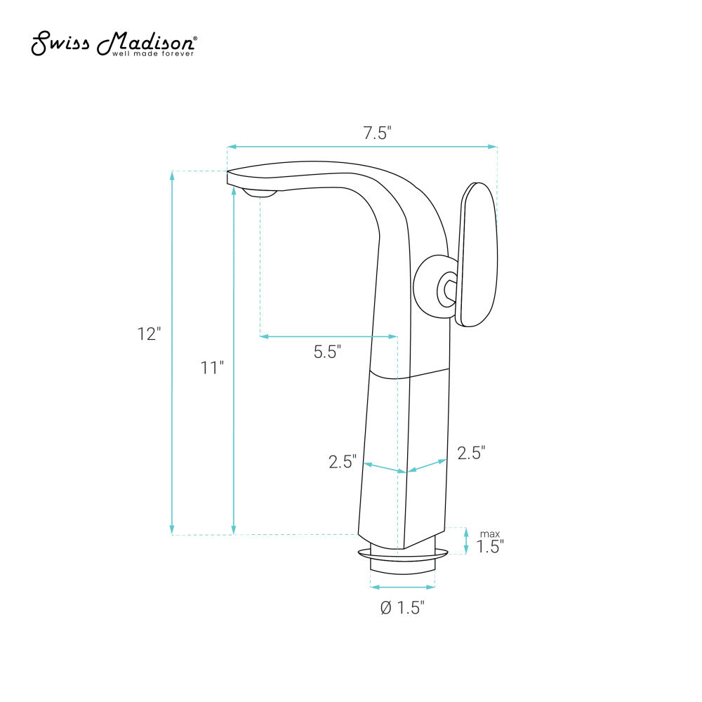 Swiss Madison Chateau Single Hole, Single-Handle, High Arc Bathroom Faucet in Brushed Nickel