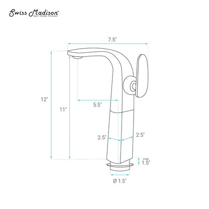 Swiss Madison Chateau Single Hole, Single-Handle, High Arc Bathroom Faucet in Brushed Nickel