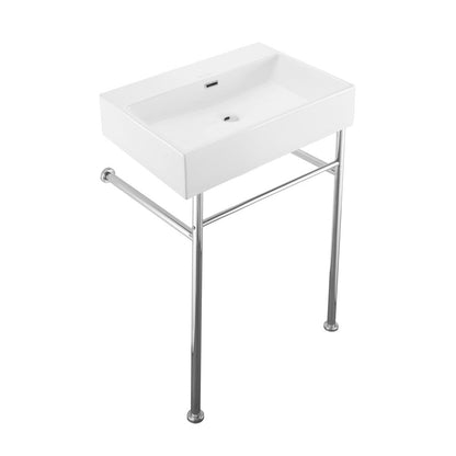 Swiss Madison Claire 24" Rectangle Zero Hole Console Sink with Polished Chrome Legs