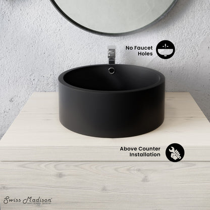 Swiss Madison Monaco 16.5” Round Vessel Sink in Matte Black