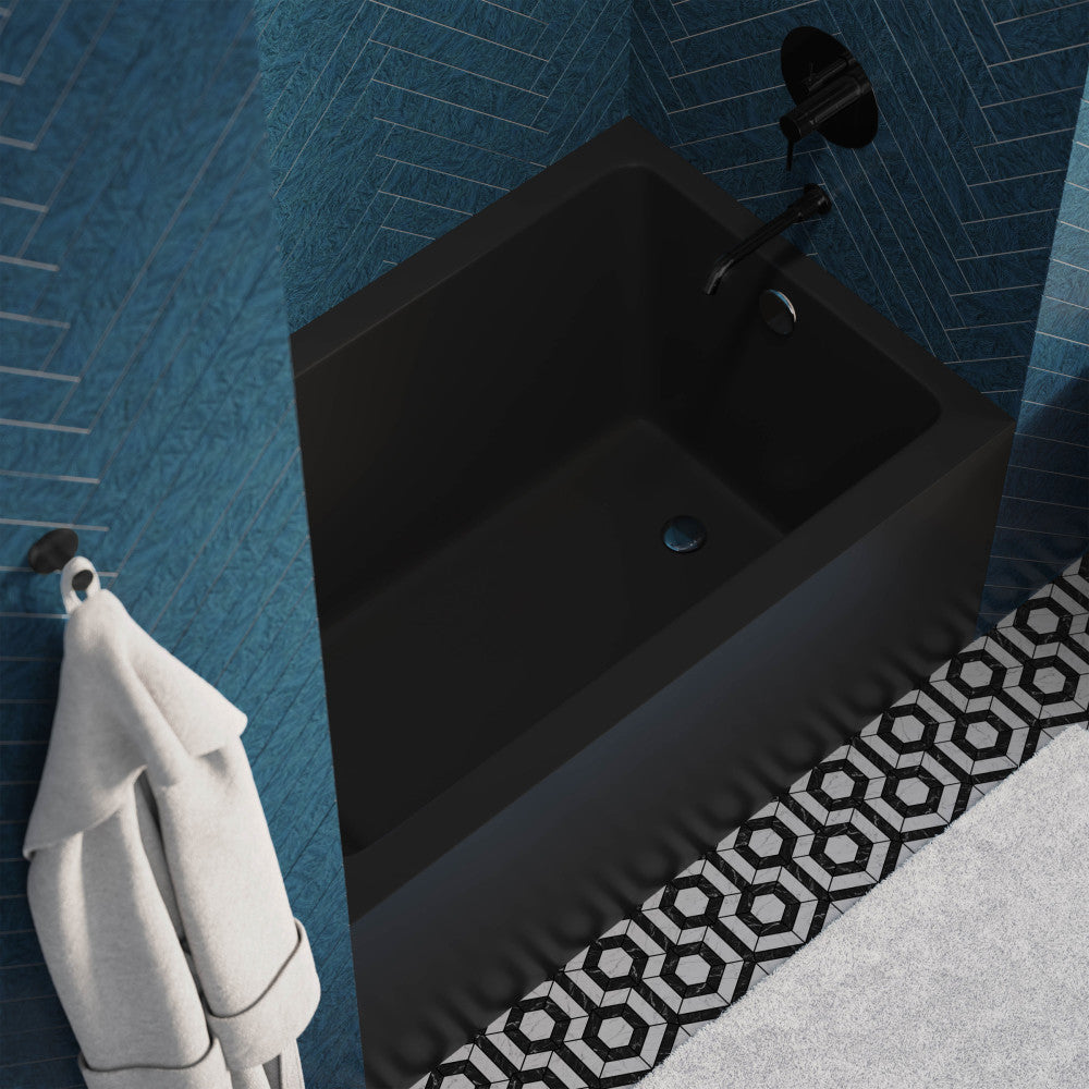 Swiss Madison Voltaire 48" x 32" Right-Hand Drain Alcove Bathtub with Apron in Matte Black