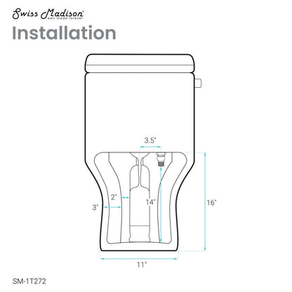Swiss Madison Carre One Piece Square Toilet Left Side Flush, 10" Rough-In 1.28 gpf