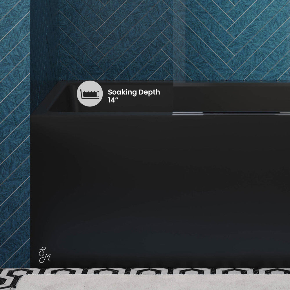 Swiss Madison Voltaire 48" x 32" Left-Hand Drain Alcove Bathtub with Apron in Matte Black
